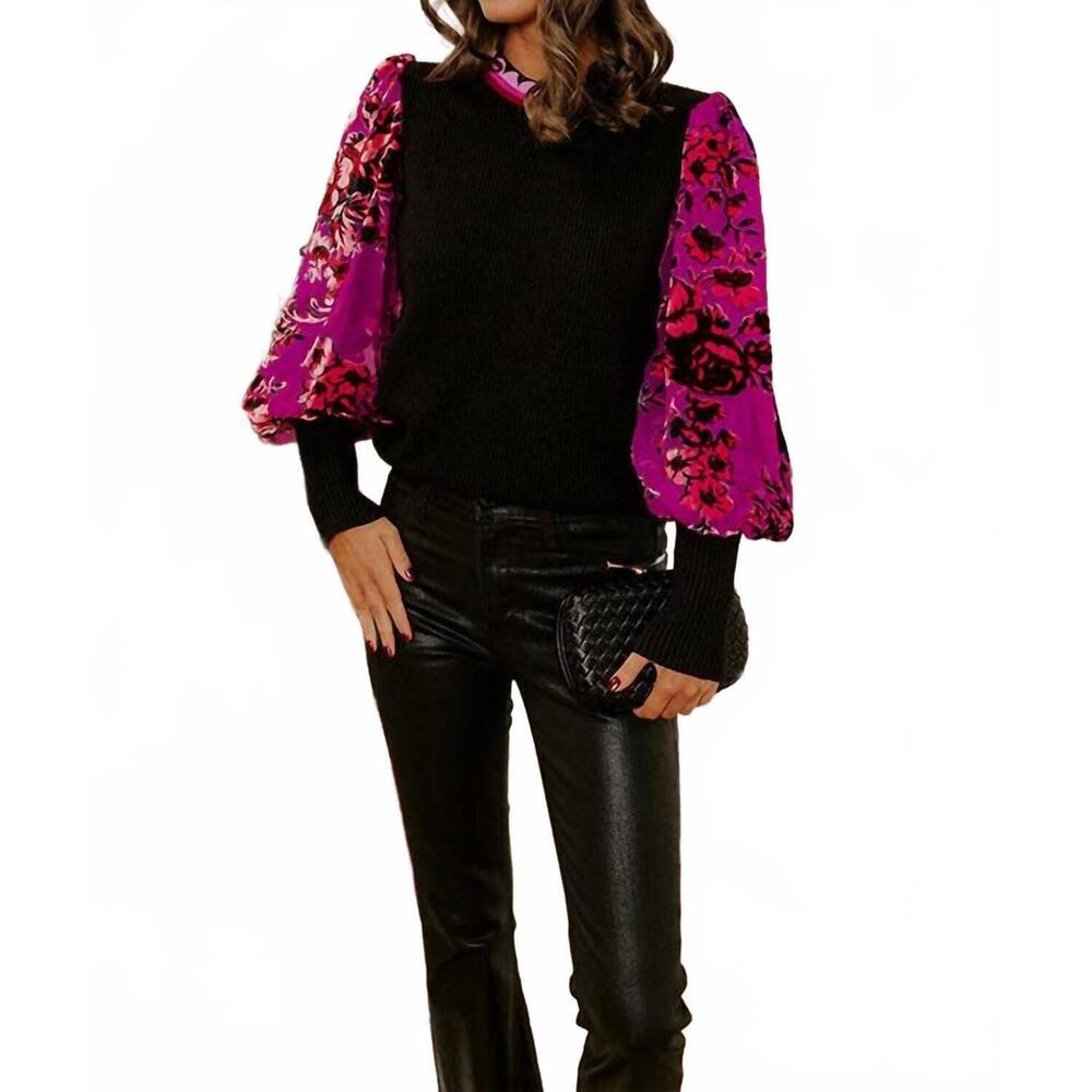 NEW FATE BY LFD frosted plum sweater top in black